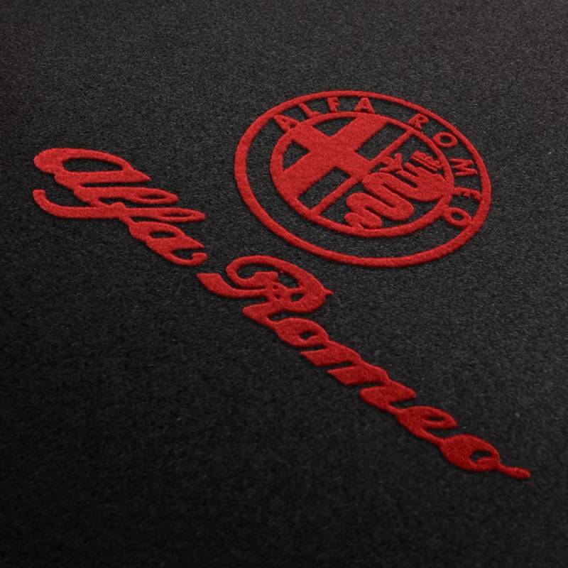 AUTOTEPPICH-STYLERS Fußmatten aus Nadelfilz mit Druck Logo+Schrift passend für Alfa Romeo 147 Q100_ALFA-L+S-103_Alfa_003 von Autoteppich Stylers