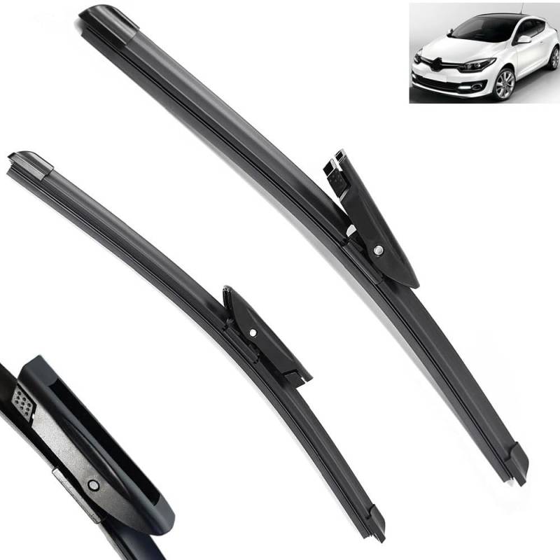 Auto-Wischerblätter für vorne und hinten, kompatibel mit Renault Megane 3 MK3 2008–2016, Windschutzscheibe, 24Zoll + 16Zoll + 14Zoll, 2010 2011 2012 2013 2014(Front 2pcs) von Autozonea