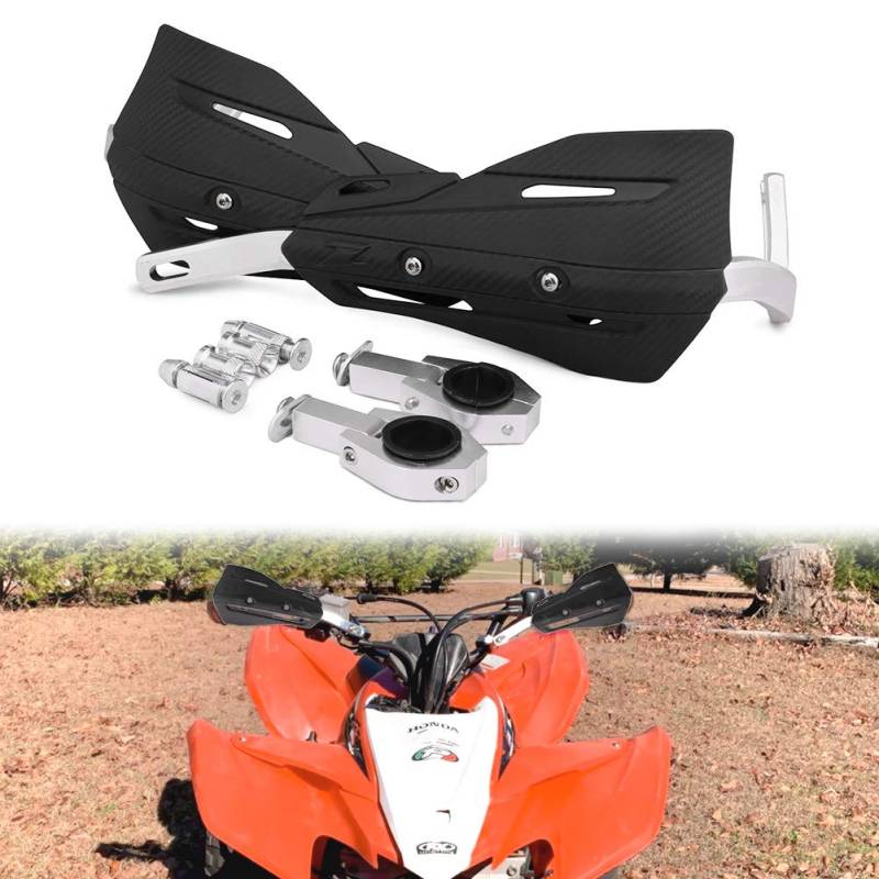 Motorrad Handprotektoren, Aluminium Motocross Handschützer mit 22mm / 28mm Universal-Montagekits für Dirt Bike ATV Quad 1 Paar (Schwarz) von Auzkong