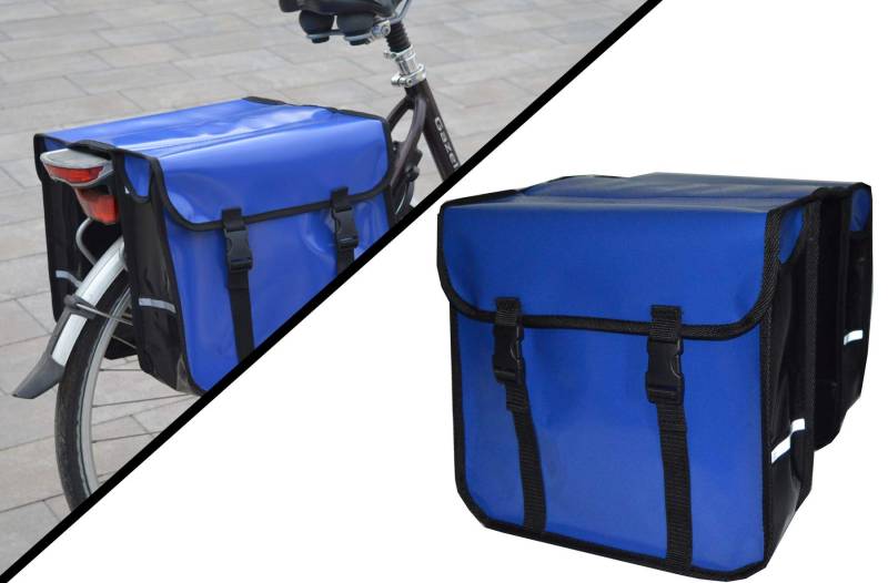 Aves-24 FAHRRADTASCHE Gepäckträgretache Fahrrad Doppel Tasche Gepäckträger 28L PVC (Blau) von Aves-24