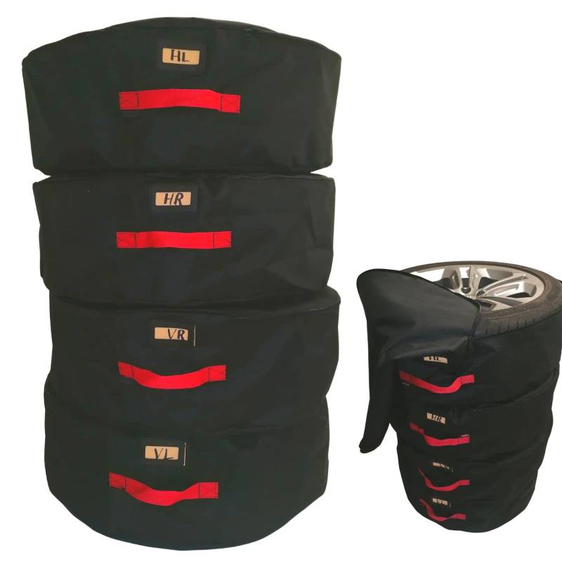 Aves-24 REIFENTASCHE Reifenabdeckung 4 Stück Set mit Tragegriff Winterreifen Sommerreifen Schutzhülle Reißverschluss Wasserdicht Reifentaschen-Set Universal 15 16 17 18 19 Zoll Reifentaschen (XL) von Aves-24