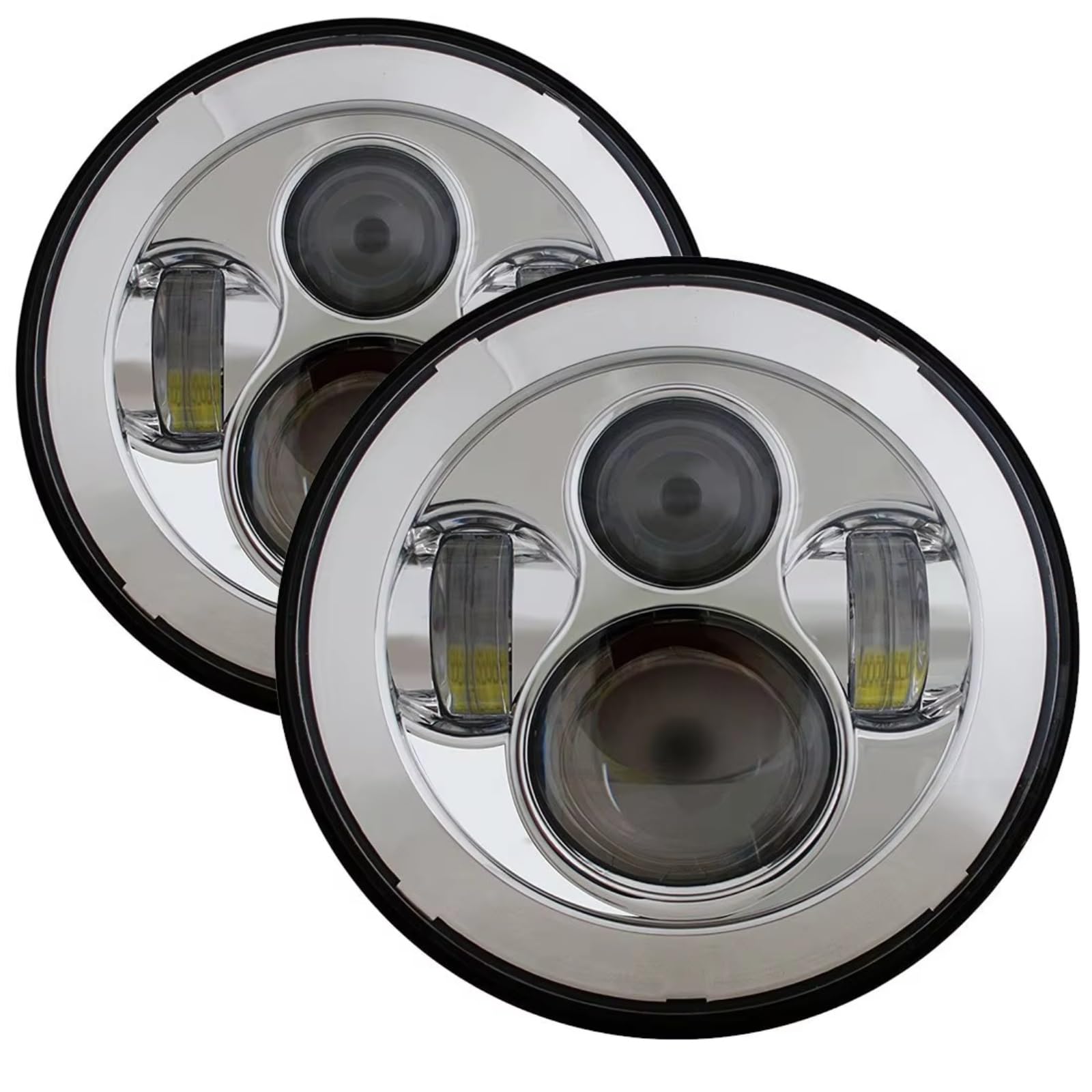 Avfpra Scheinwerfer-Montage für Lada für Niva 4 x 4 Offroad-Zubehör, rundes LED-Scheinwerfer-Set, Fern- und Abblendlicht, 2-teilig, Auto, 17,8 cm, Scheinwerfer-Montage (Chrom) von Avfpra