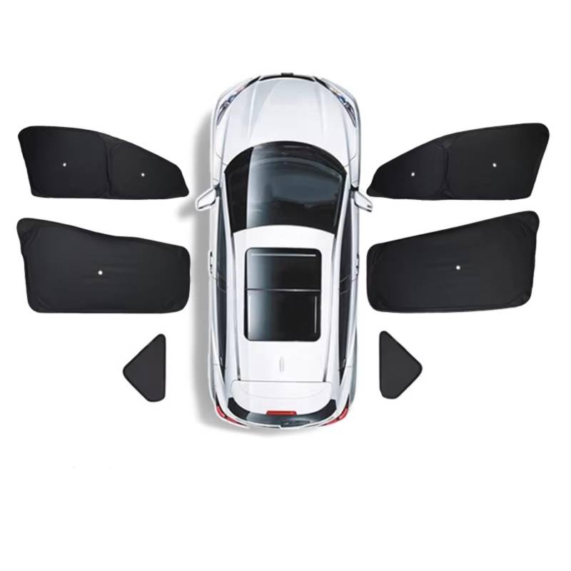 Sonnenschutz Auto Für Tesla Für Modell 3 Für Highland 2024 Y Mit Saugnäpfen Vorne Hinten Windschutzscheibe Windows Auto Seite Fenster Sonnenschirm(M3 6PCS) von Avfpra