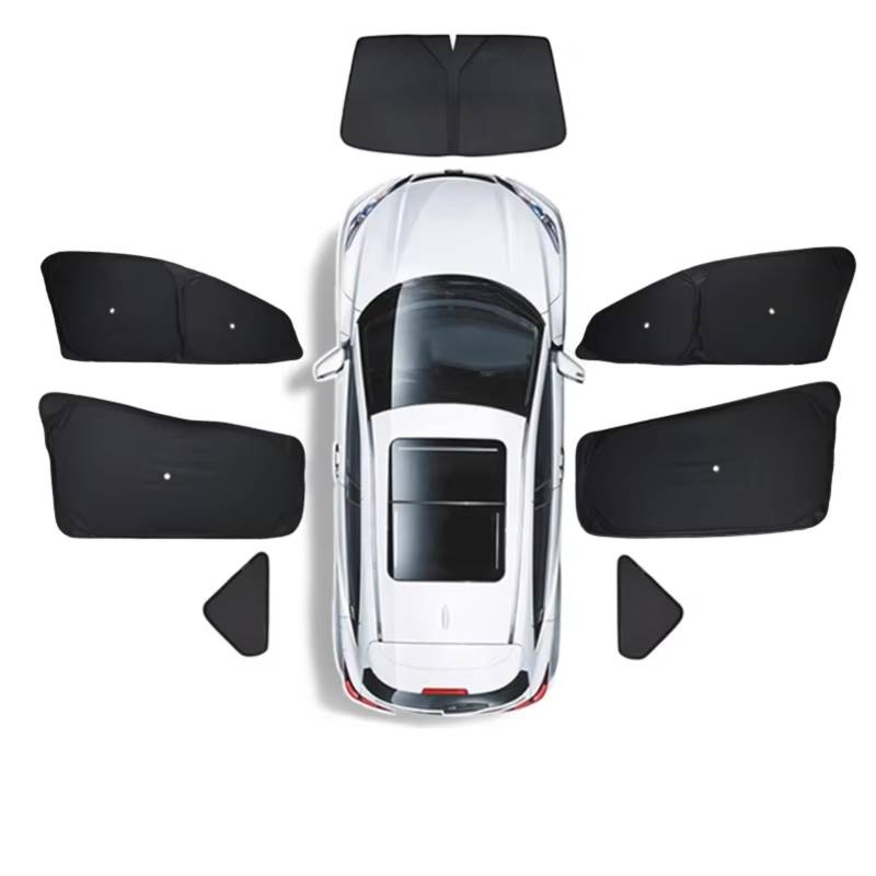 Sonnenschutz Auto Für Tesla Für Modell 3 Für Highland 2024 Y Mit Saugnäpfen Vorne Hinten Windschutzscheibe Windows Auto Seite Fenster Sonnenschirm(New M3 Full 7PCS) von Avfpra