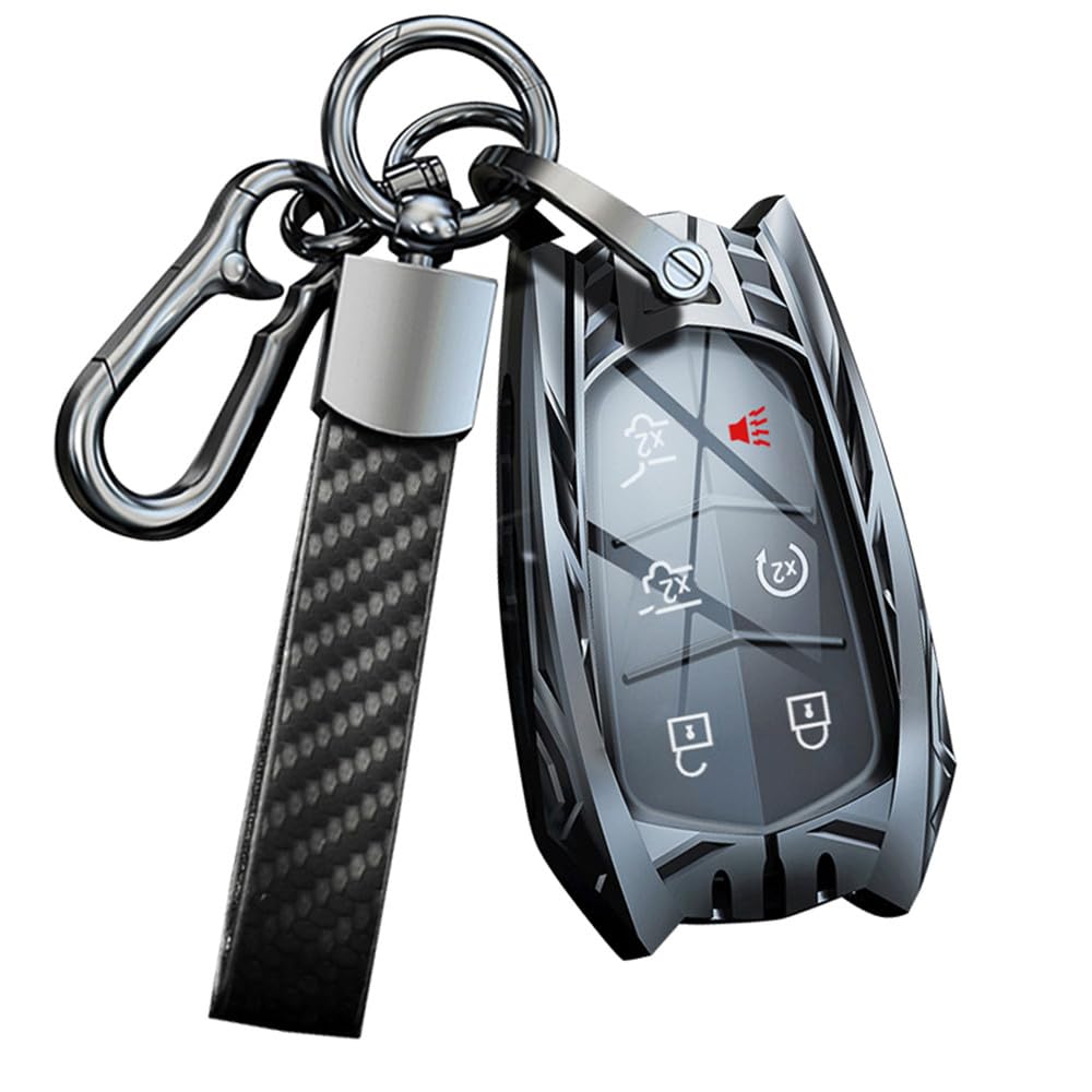 Avgardcat Schlüsselanhänger aus Legierung, kompatibel mit Cadillac CT5 XTS XT4 XT5 ATS Escalade Zubehör 4 6 Tasten Schlüsselanhänger, Farbe A-Gun von Avgardcat