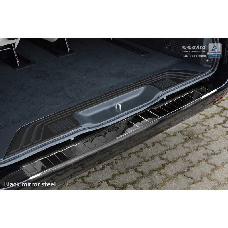 Spiegelschwarz Edelstahl Heckstoßstangenschutz kompatibel mit Mercedes Vito / V-Klasse 2014-2019 & Facelift 2019- 'Ribs' von Avisa