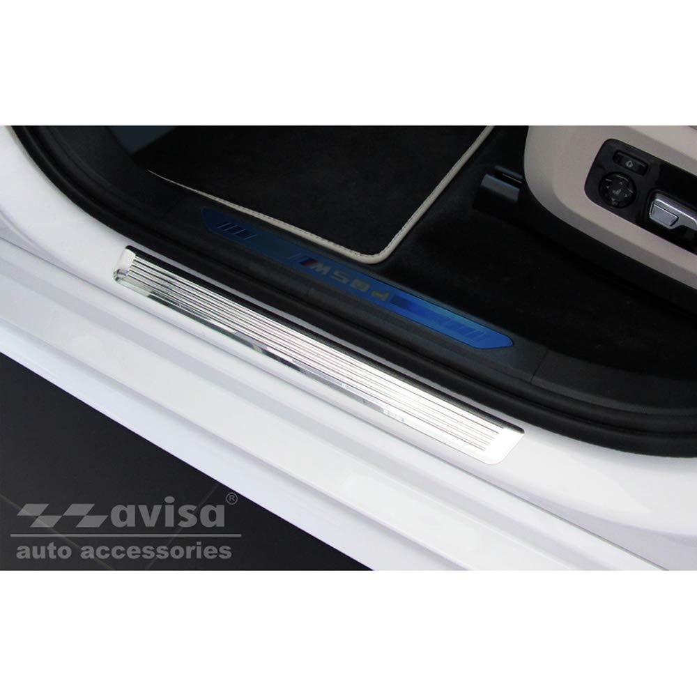 Avisa INOX Door sill Protectors Compatible with BMW X7 G07 2019- 'Lines' - 4-Pieces von Avisa