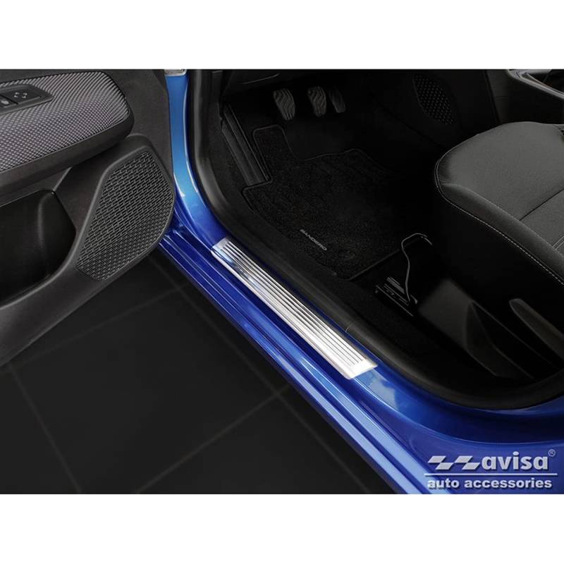 Avisa INOX Door sill Protectors Compatible with Dacia Sandero III 2020- incl. Stepway 'Lines' - 4-Pieces von Avisa
