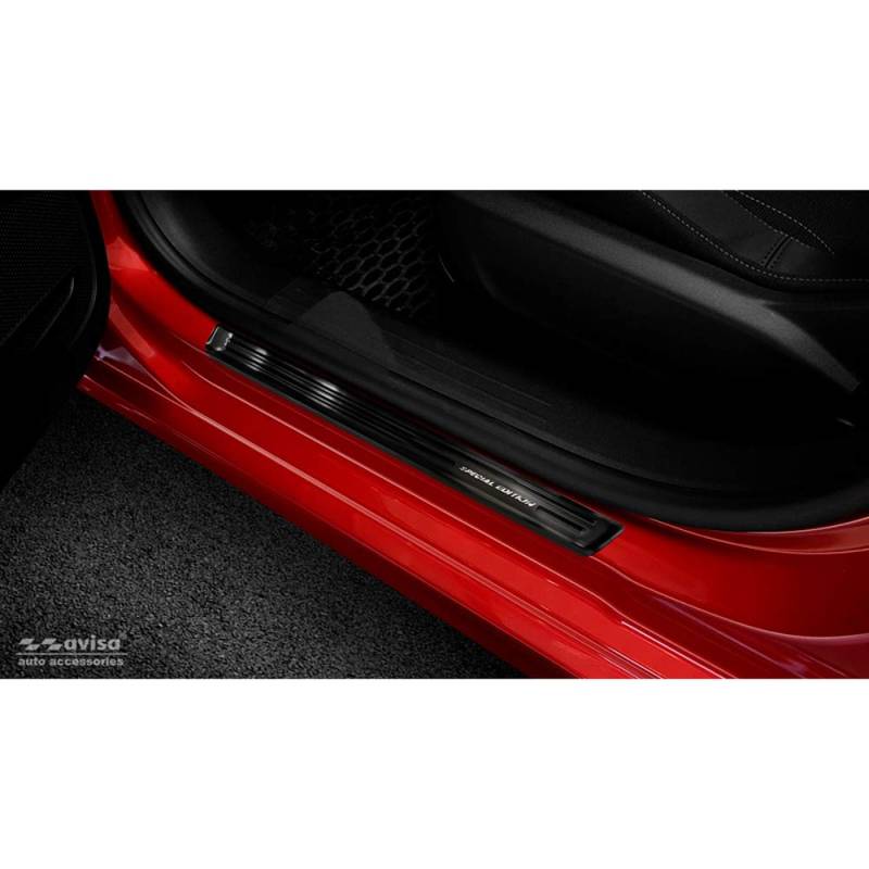 Avisa Schwarz Edelstahl Einstiegsleisten kompatibel mit Opel Corsa F HB 5-türer 2019- 'Special Edition' - 4-teilig (exkl. Equipment Ultimate) von Avisa