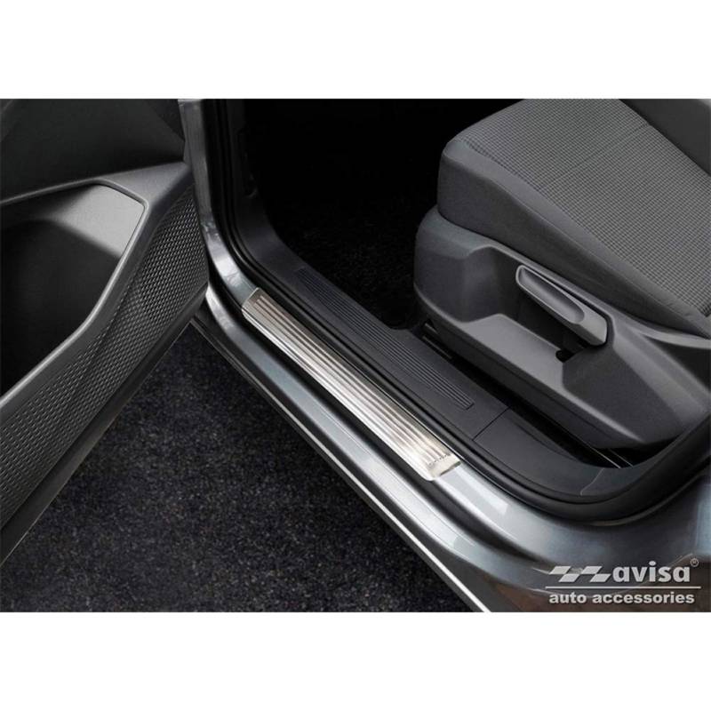 Avisa INOX Door sill Protectors Compatible with Volkswagen Caddy V 2020- - 'Lines' - 2-Pieces von Avisa