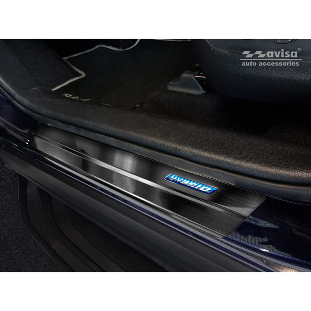 Avisa Schwarz Edelstahl Einstiegsleisten kompatibel mit Toyota RAV4 (5th Gen.) 2018- & Suzuki Across 2020- - 'Hybrid' - 4-teilig von Avisa