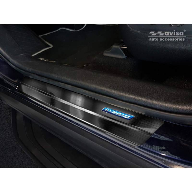 Black INOX Door sill Protectors Compatible with Toyota RAV4 (5th Gen.) 2018- & Suzuki Across 2020- - 'Hybrid' - 4-Pieces von Avisa