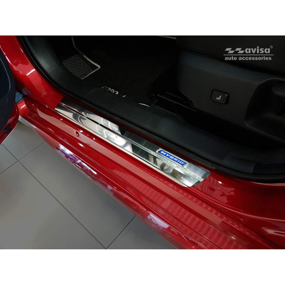 Edelstahl Einstiegsleisten kompatibel mit Toyota Corolla XII Limousine/Hatchback/Touring Sports 'Hybrid' 2018- & Suzuki Swace Combi 2020- 4-Teilig von Avisa