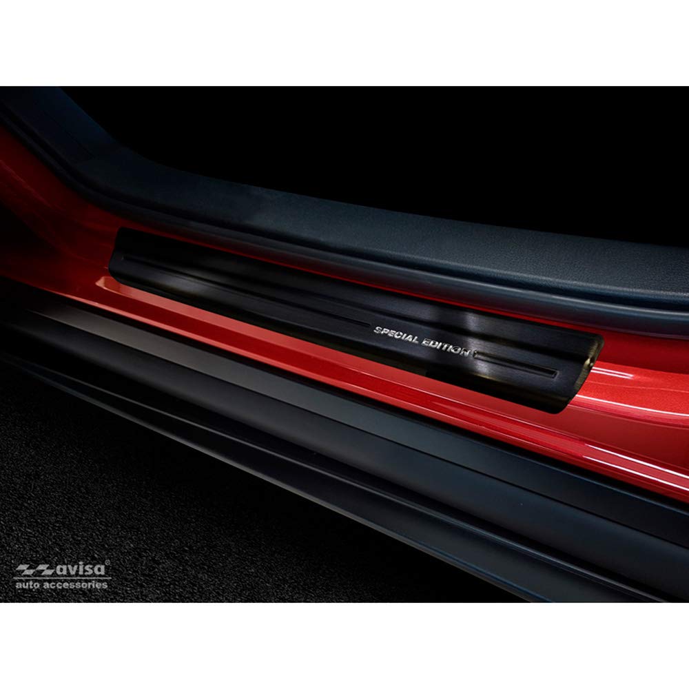 Avisa Black Stainless Steel Door sill Protectors Compatible with Mazda CX-30 2019- - Brushed Steel 'Special Edition' 4-Pieces von Avisa