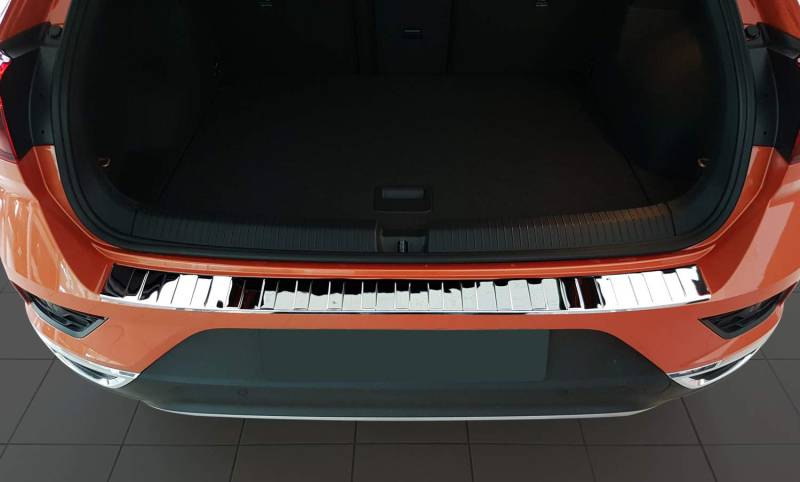 Chrom Edelstahl Heckstoßstangenschutz kompatibel mit Volkswagen T-Roc 2017- inkl. Cabrio - 'Ribs' von Avisa