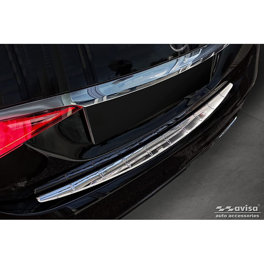 Avisa Chrom Edelstahl Heckstoßstangenschutz kompatibel mit Mercedes S-Klasse (W223) 2020- 'Ribs' von Avisa