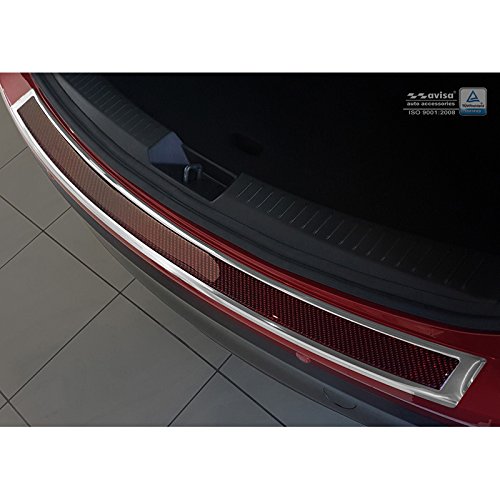 Edelstahl Heckstoßstangenschutz 'Deluxe' kompatibel mit Mazda CX-5 2014- Chrom/Rot-Schwarz Karbon von Avisa
