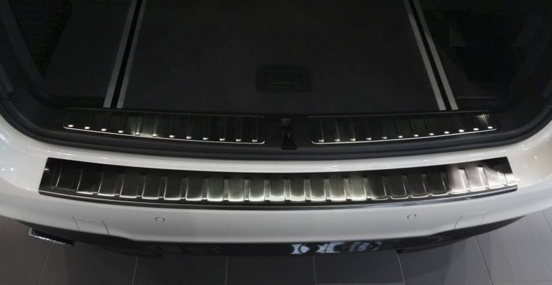 Avisa Schwarz Edelstahl Heckstoßstangenschutz kompatibel mit BMW X3 F25 Facelift 2014-2017 'Ribs' von Avisa