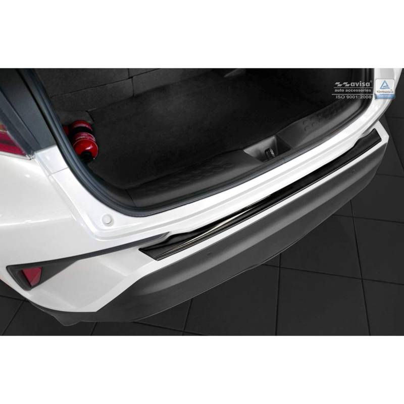 Avisa Schwarz Edelstahl Heckstoßstangenschutz kompatibel mit Toyota C-HR 2016-2019 & Facelift 2019-2023 von Avisa