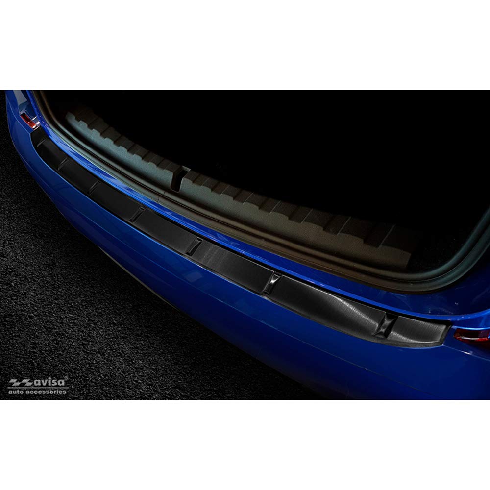 Avisa Schwarz Edelstahl Heckstoßstangenschutz kompatibel mit BMW 3er G20 Limousine M-Paket 2018- von Avisa