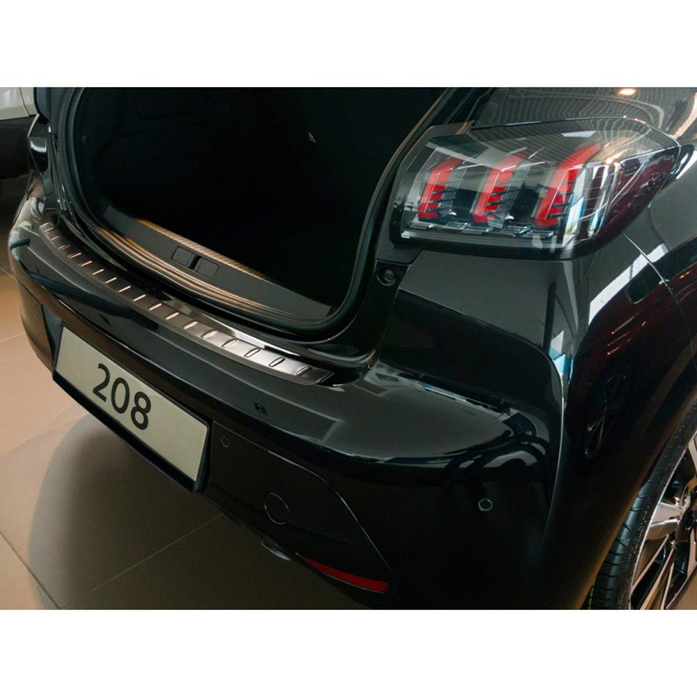 Avisa Schwarz Edelstahl Heckstoßstangenschutz kompatibel mit Peugeot 208 II HB 5-türer 2019- 'Ribs' von Avisa