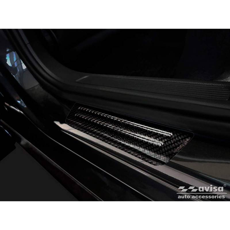 3D Schwarz Karbon Einstiegsleisten kompatibel mit VW Tiguan II 2016-2024/Arteon 2017- & Shooting Brake 2020-/Passat Limousine&Variant 2014-/Golf Sportsvan 2014- inkl. FL - 2-Teilig (Hintertüren) von Avisa