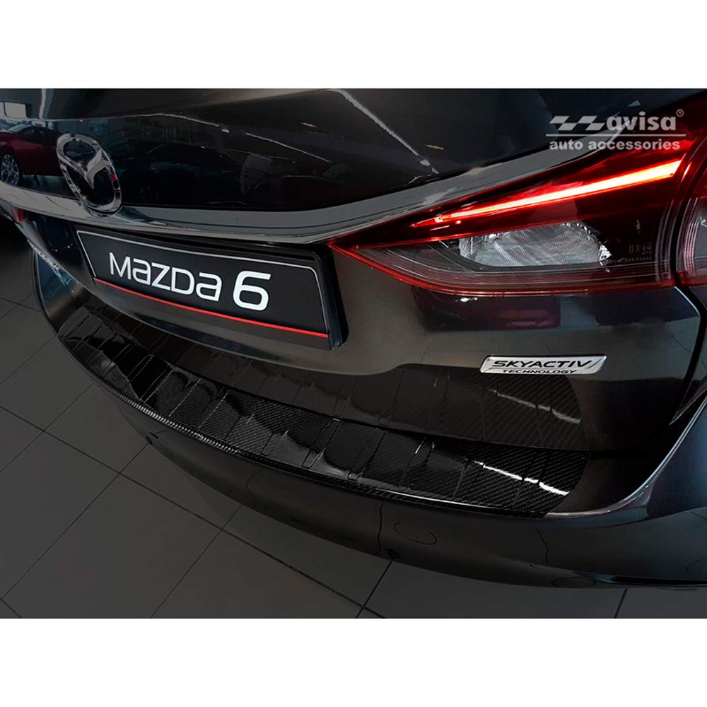 Avisa Echtes 3D Karbon Heckstoßstangenschutz kompatibel mit Mazda 6 III GJ Combi 2012- von Avisa