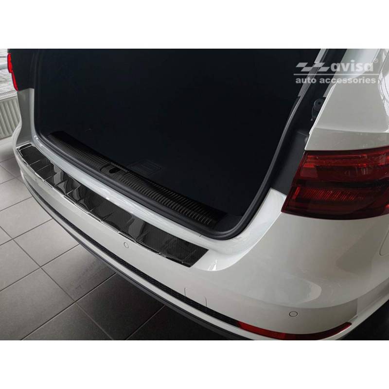 Avisa Echtes 3D Karbon Heckstoßstangenschutz kompatibel mit Audi A4 (B9) Avant 2015-2019 & Facelift 2019- 'Ribs' (inkl. S4 Avant) von Avisa