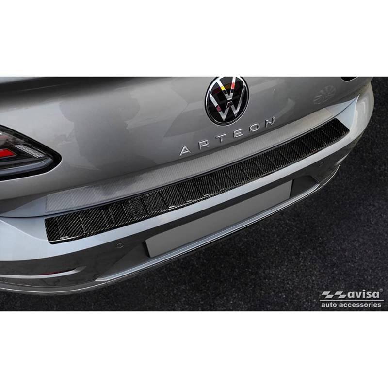 Avisa Echtes 3D Karbon Heckstoßstangenschutz kompatibel mit Volkswagen Arteon Shooting Brake inkl. eHybrid 2020- 'Ribs' von Avisa