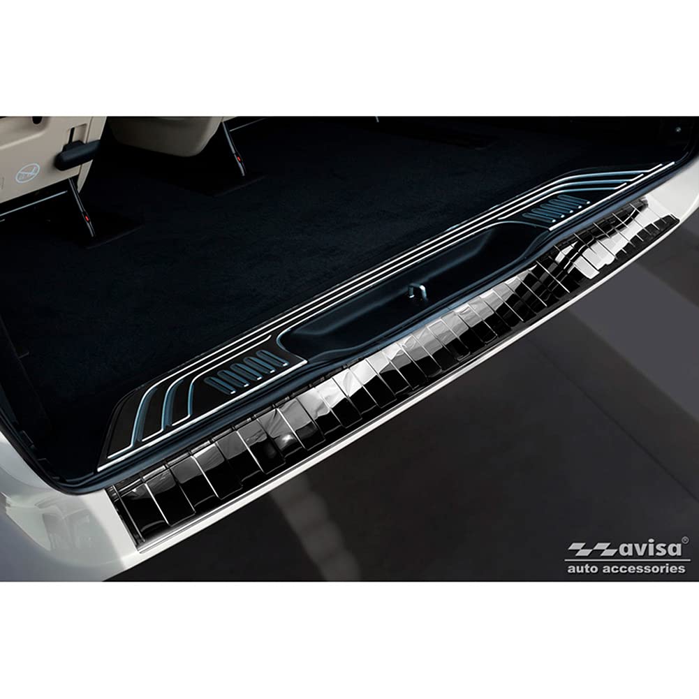 Avisa Spiegelschwarz Edelstahl Heckstoßstangenschutz kompatibel mit Mercedes Vito/V-Klasse 2014-2019 & Facelift 2019- 'Ribs' 'XL' von Avisa
