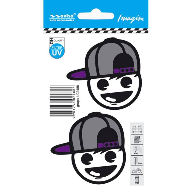 Avisa AutoTattoo Aufkleber Boy in Baseball Cap 2-Stück - 6,4x6,1cm von Avisa