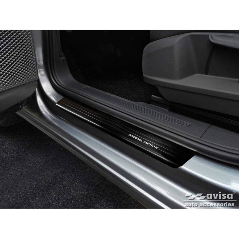 Avisa Schwarz Edelstahl Einstiegsleisten kompatibel mit Volkswagen Caddy V 2020- - 'Special Edition' - 2-Teilig von Avisa