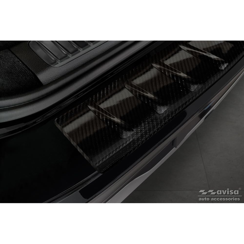 Avisa Echtes 3D Karbon Heckstoßstangenschutz kompatibel mit Mercedes EQS SUV (X296) 2022- 'Ribs' von Avisa