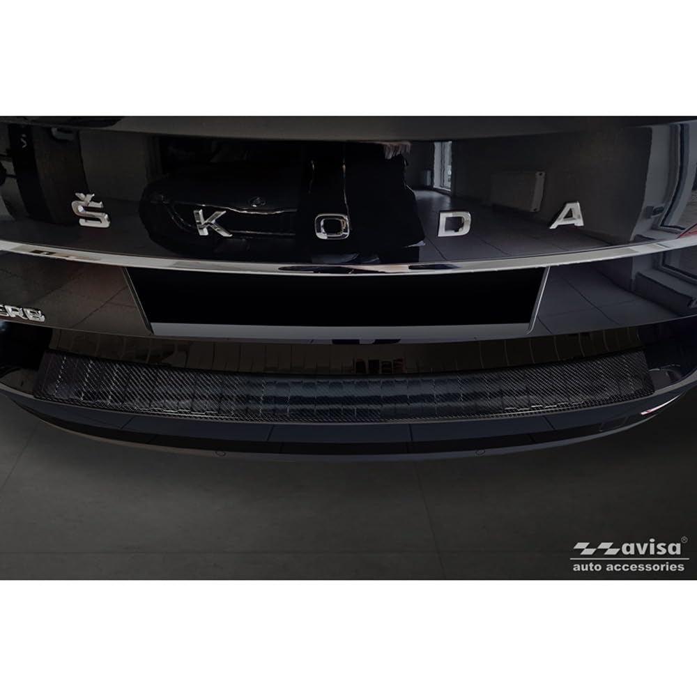Avisa Echtes 3D Karbon Heckstoßstangenschutz kompatibel mit Skoda Superb III Combi 2015-2019 & Facelift 2019-2024 inkl. Scout 'Ribs' Avisa Echtes 3D Karbon Heckstoßstangenschutz kompatibel mit Skoda Superb III Combi 2015-2019 & Facelift 2019-2024 inkl. Scout 'Ribs' von Avisa