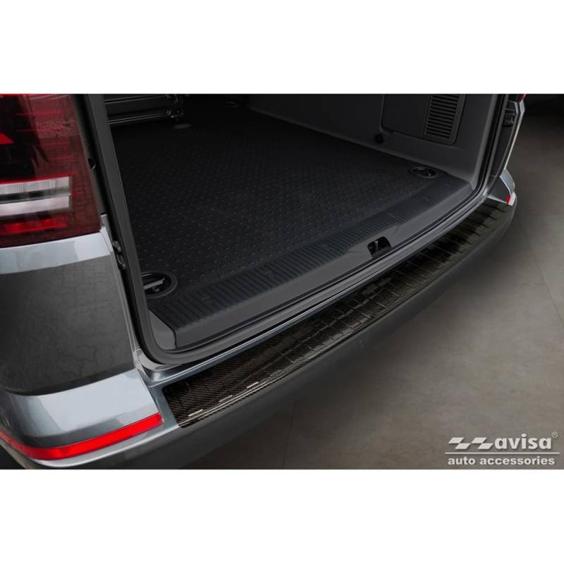 Avisa Echtes 3D Karbon Heckstoßstangenschutz kompatibel mit Volkswagen Caravelle T6 2015-2019 & Caravelle T6.1 2019- (mit Heckklappe) 'Ribs' von Avisa