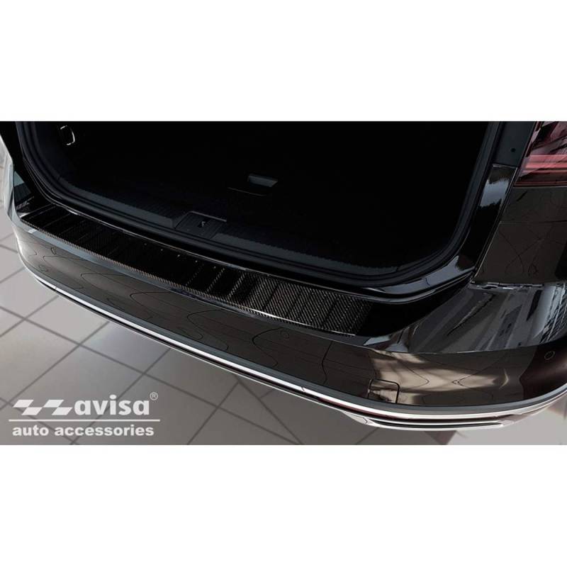 Avisa Echtes 3D Karbon Heckstoßstangenschutz kompatibel mit Volkswagen Passat 3G Variant 2014-2023 'Ribs' von Avisa
