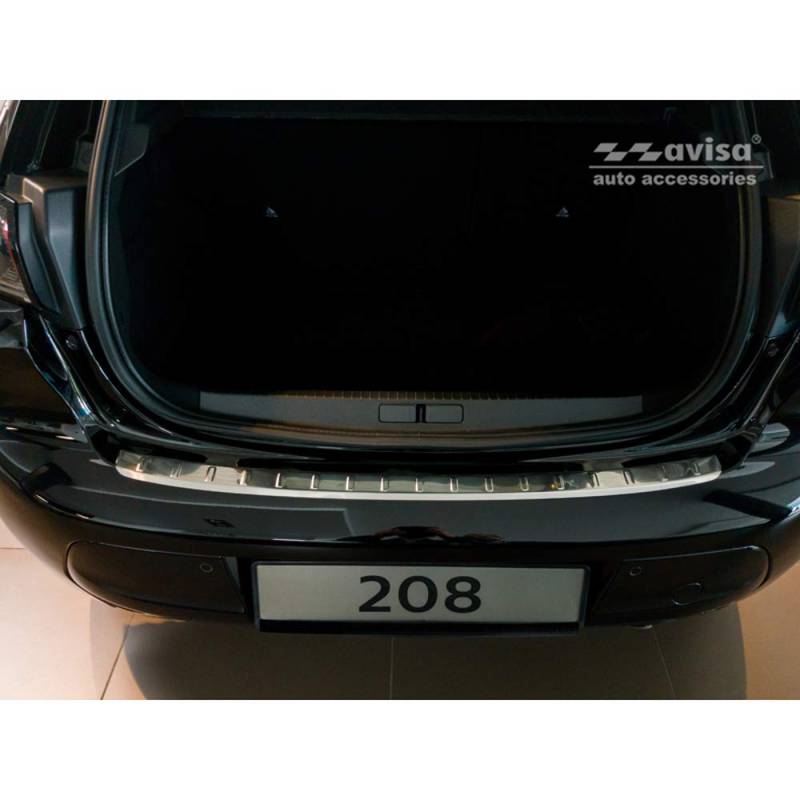 Avisa Edelstahl Heckstoßstangenschutz kompatibel mit Peugeot 208 II HB 5-türer 2019-2023 & FL 2023- 'Ribs' von Avisa