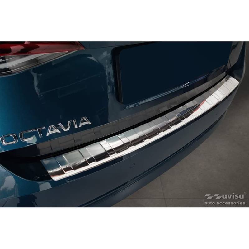 Avisa Edelstahl Heckstoßstangenschutz kompatibel mit Skoda Octavia IV Liftback 2020- 'Ribs' von Avisa
