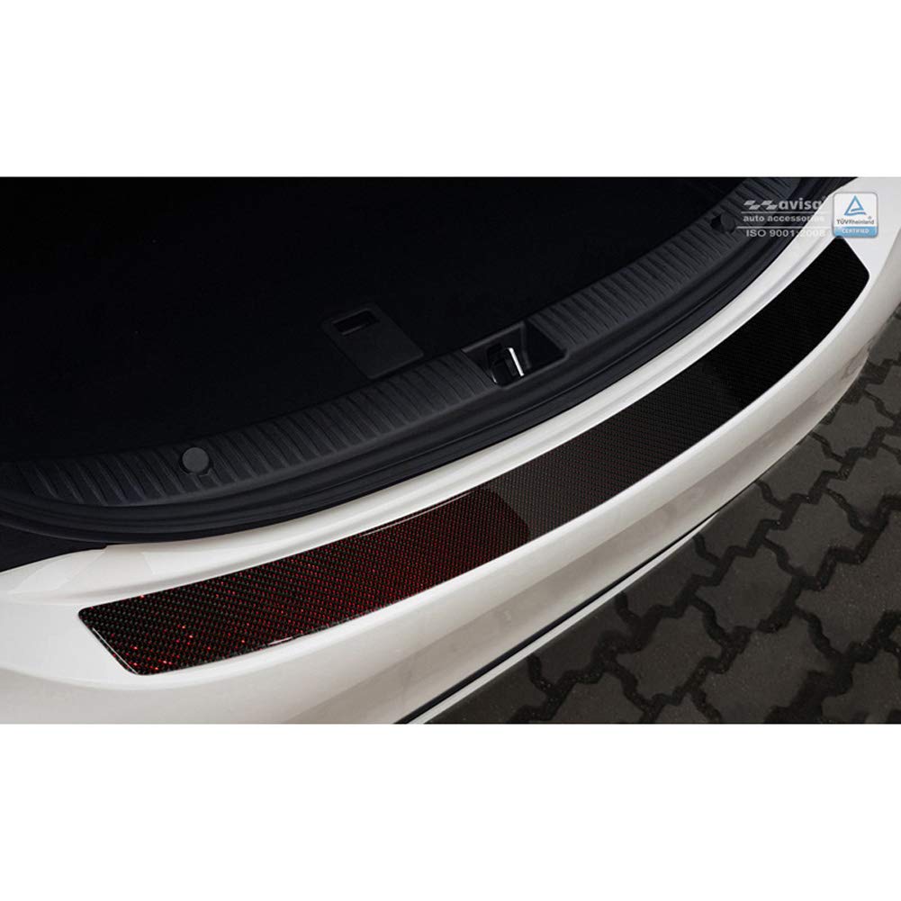 Avisa Karbon Heckstoßstangenschutz kompatibel mit Mercedes C-Klasse W205 Limousine 2014-2021 Rot-Schwarz Karbon von Avisa