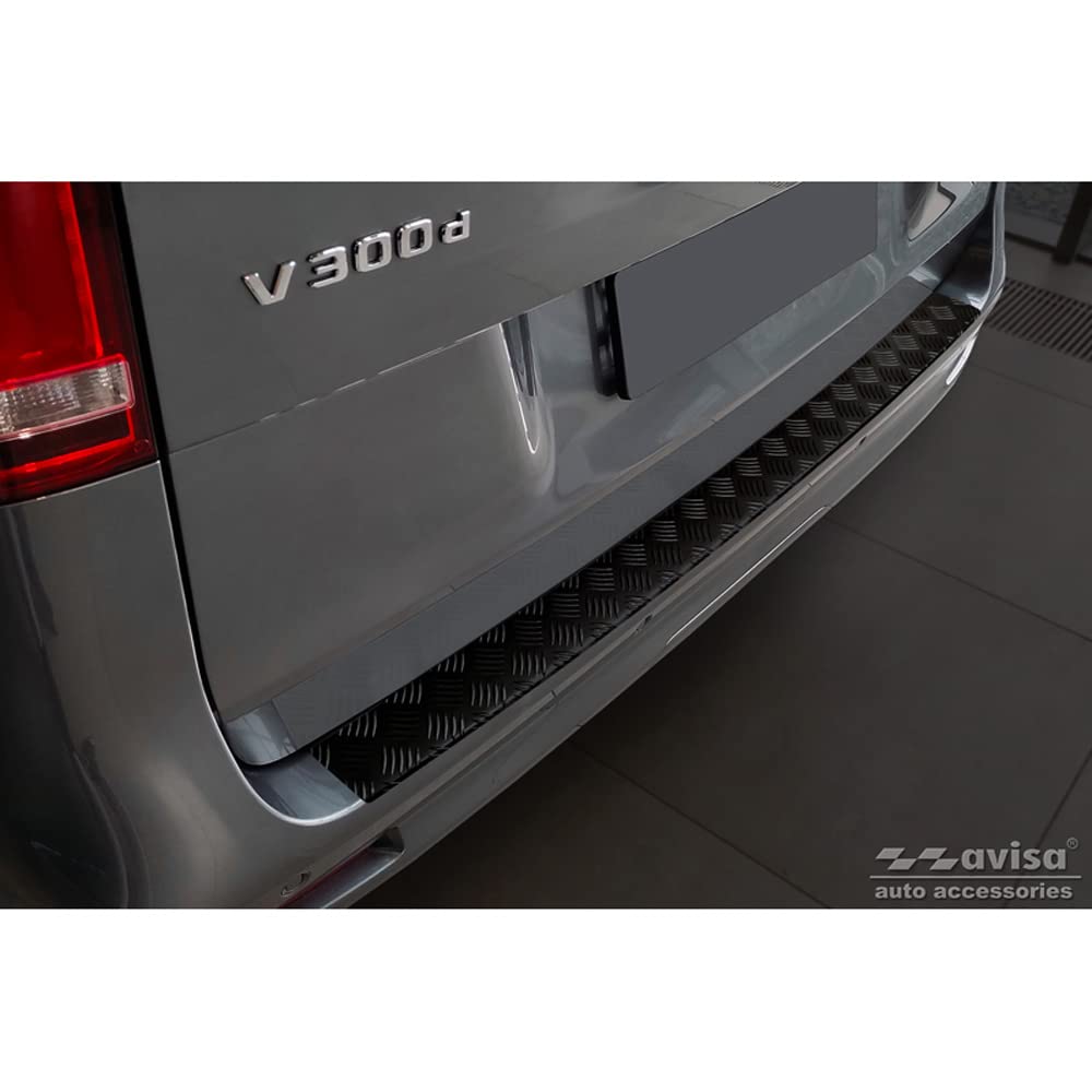 Avisa Matt-Schwarz Aluminium Heckstoßstangenschutz kompatibel mit Mercedes Vito & V-Klasse 2014-2019 & Facelift 2019- 'Riffled Plate' von Avisa