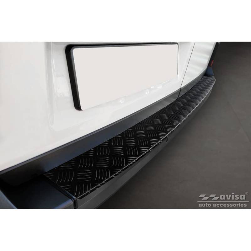 Avisa Matt-Schwarz Aluminium Heckstoßstangenschutz kompatibel mit Volkswagen Crafter & Man TGE 2017- 'Riffled Plate' von Avisa