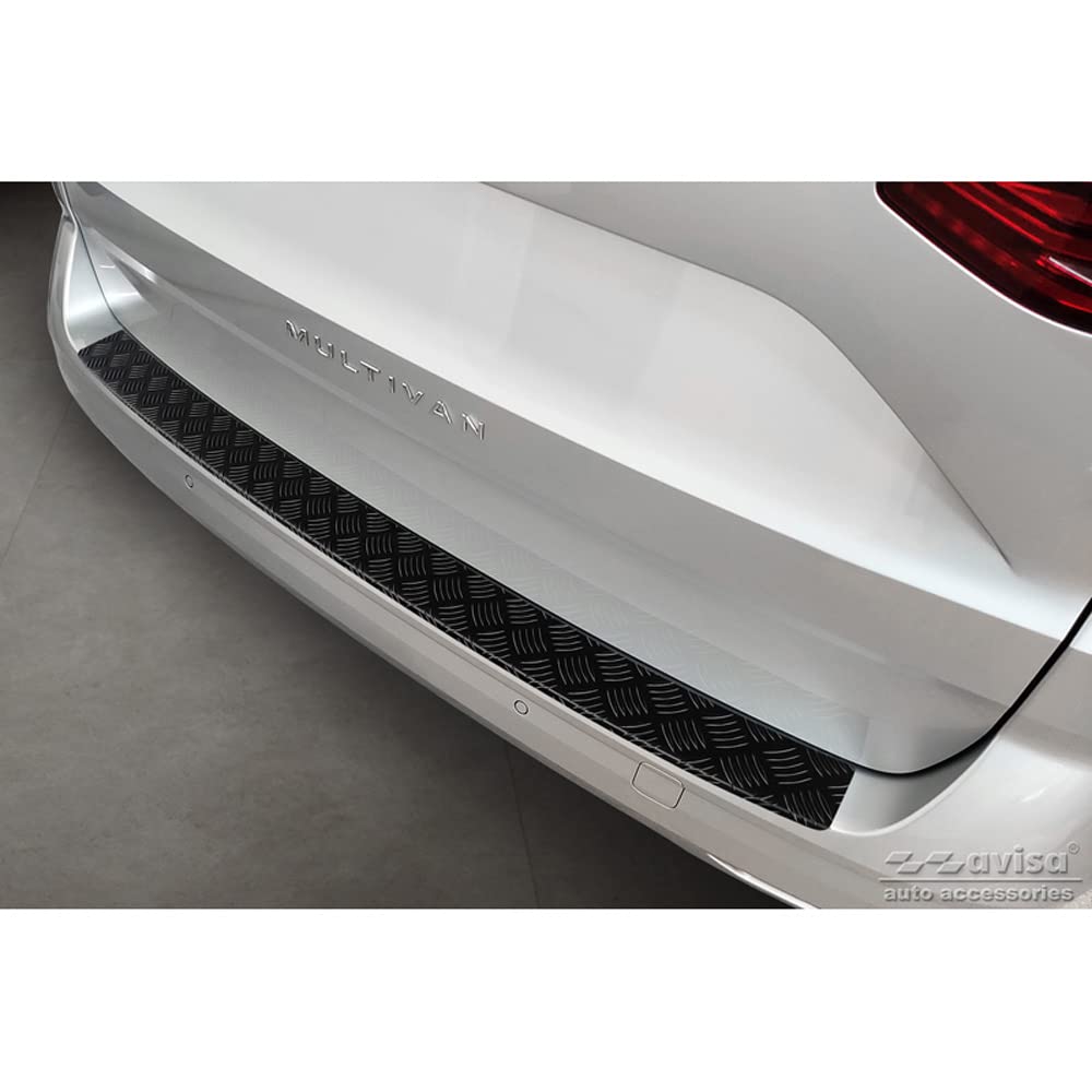 Avisa Matt-Schwarz Aluminium Heckstoßstangenschutz kompatibel mit Volkswagen Multivan T7 2021- 'Riffled Plate' von Avisa