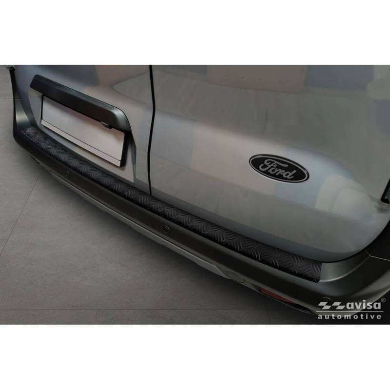 Avisa Matt-Schwarz Edelstahl Heckstoßstangenschutz kompatibel mit Ford Transit Courier II/Tourneo Courier II 2023- 'Riffled Plate' von Avisa