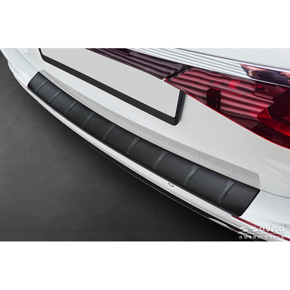 Avisa Matt-Schwarz Edelstahl Heckstoßstangenschutz kompatibel mit Mercedes E-Klasse (S214) Kombi 2013- 'Ribs', Mattschwarz von Avisa