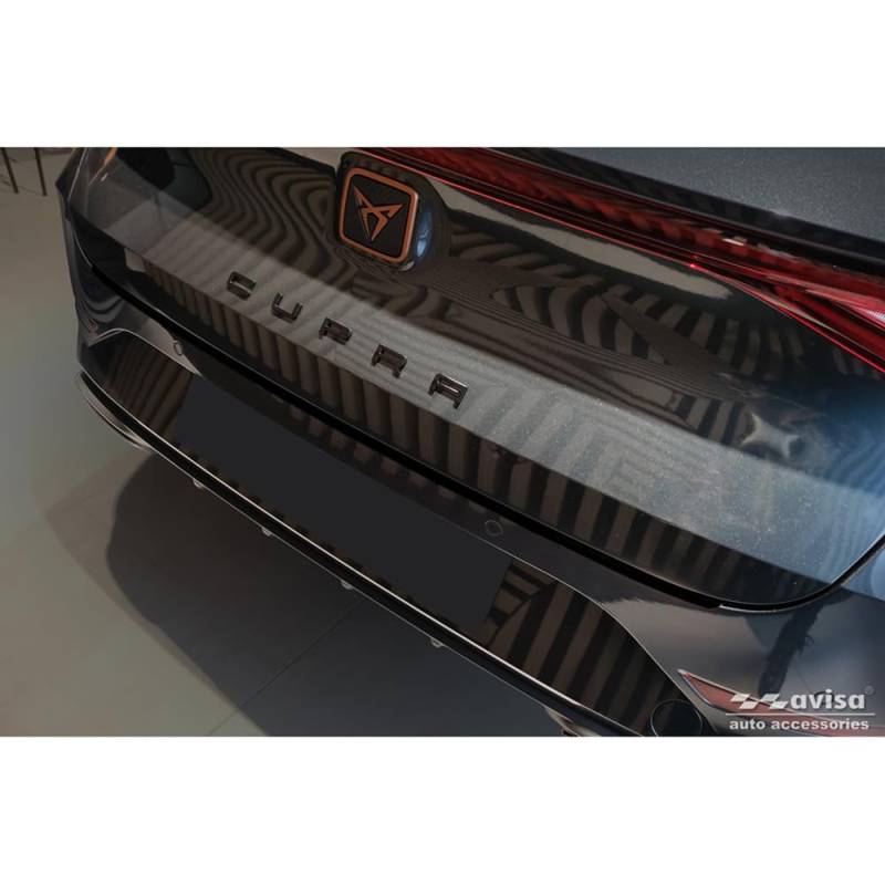 Avisa Matt-Schwarz Edelstahl Heckstoßstangenschutz kompatibel mit Seat Leon Sportstourer inkl. FR/Cupra Leon Sportstourer 2020-2024 & Facelift 2024- 'Ribs', Mattschwarz von Avisa