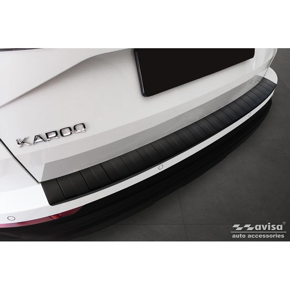 Avisa Matt-Schwarz Edelstahl Heckstoßstangenschutz kompatibel mit Skoda Karoq Facelift 2022- + Sportline Facelift 2022- 'Ribs', Mattschwarz Avisa Matt-Schwarz Edelstahl Heckstoßstangenschutz kompatibel mit Skoda Karoq Facelift 2022- + Sportline Facelift 2022- 'Ribs', Mattschwarz von Avisa