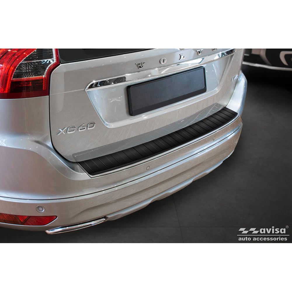 Avisa Matt-Schwarz Edelstahl Heckstoßstangenschutz kompatibel mit Volvo CX60 Facelift 2013-2017 'Ribs' von Avisa