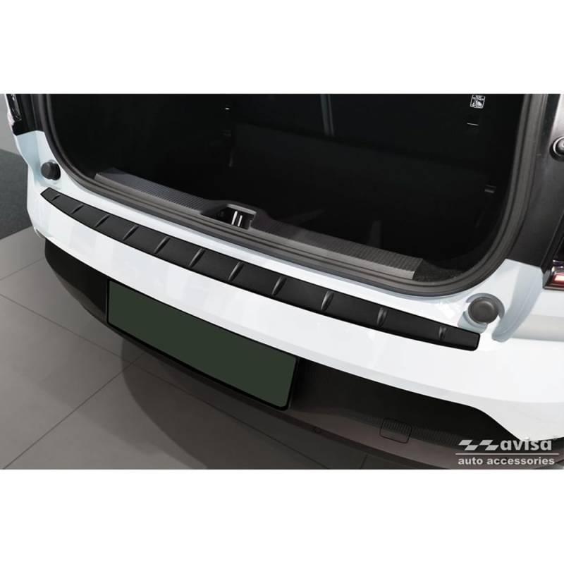 Avisa Matt-Schwarz Edelstahl Heckstoßstangenschutz kompatibel mit Volvo EX30 2023- 'Ribs', Mattschwarz von Avisa