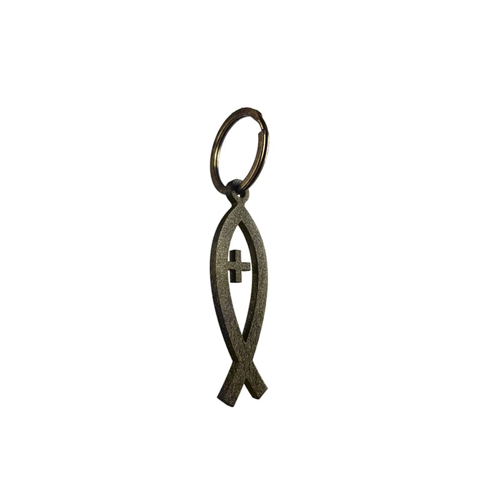 Avisa Schlüsselanhänger aus Edelstahl - 'Ichthys-Symbol' (Golden) von Avisa