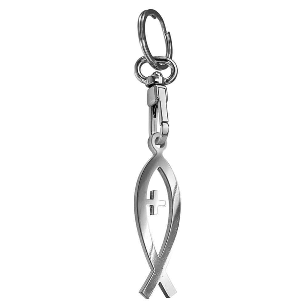 Avisa Schlüsselanhänger aus Edelstahl - 'Ichthys-Symbol' (Silber) von Avisa